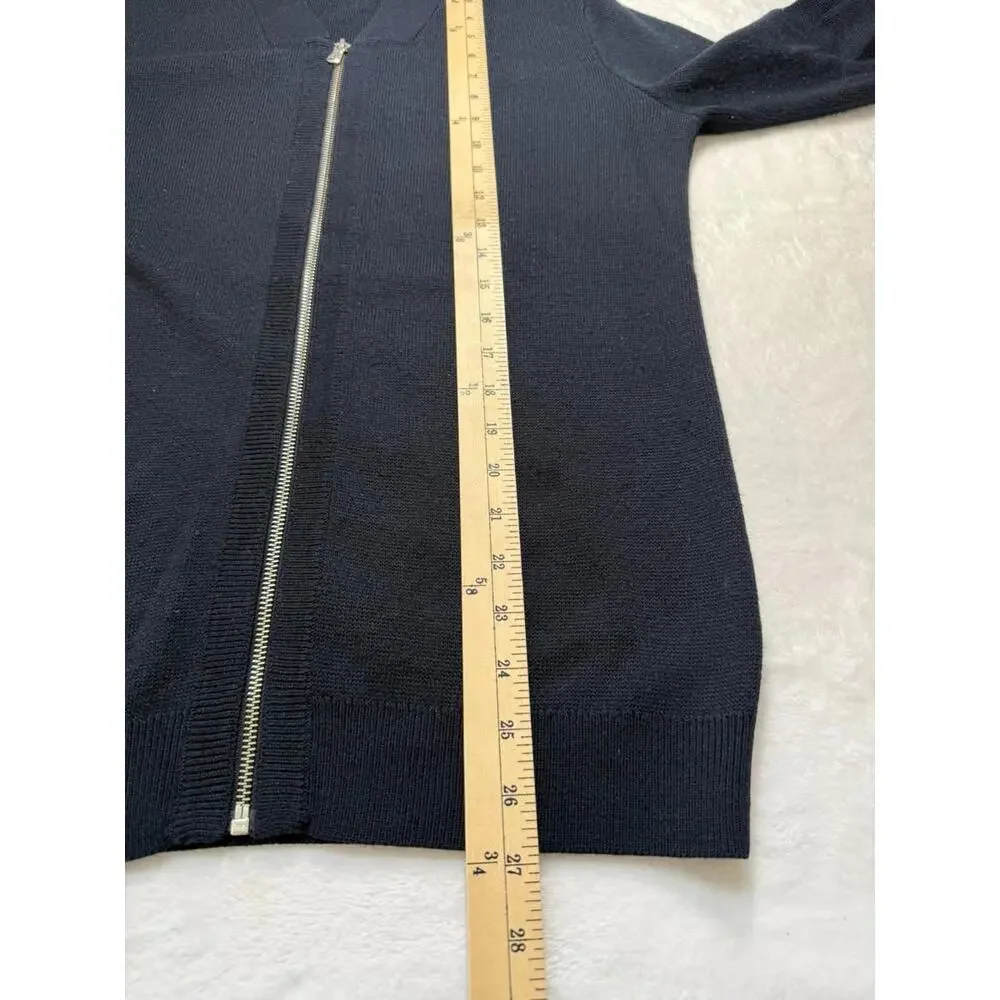 Reiss‎ Zip Cardigan Bomber Small Navy Blue Wool Blend Knitted Jacket Mens